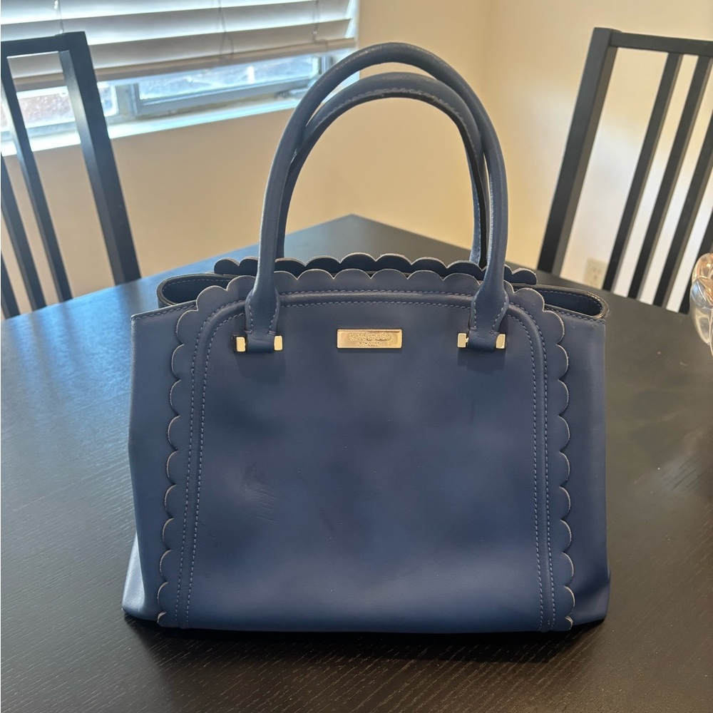 Kate Spade Blue Scalloped Leather Handbag